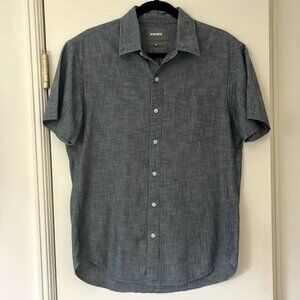 Bonobos Riviera Short Sleeve Shirt Chambray Blue Large Slim Fit